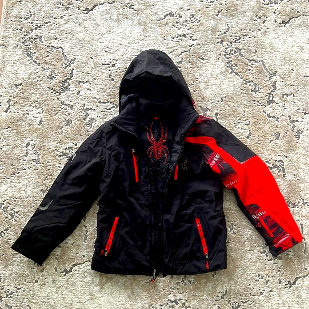 Black and Red Boys Size 12 Spyder Snow Jacket and Pants Set
